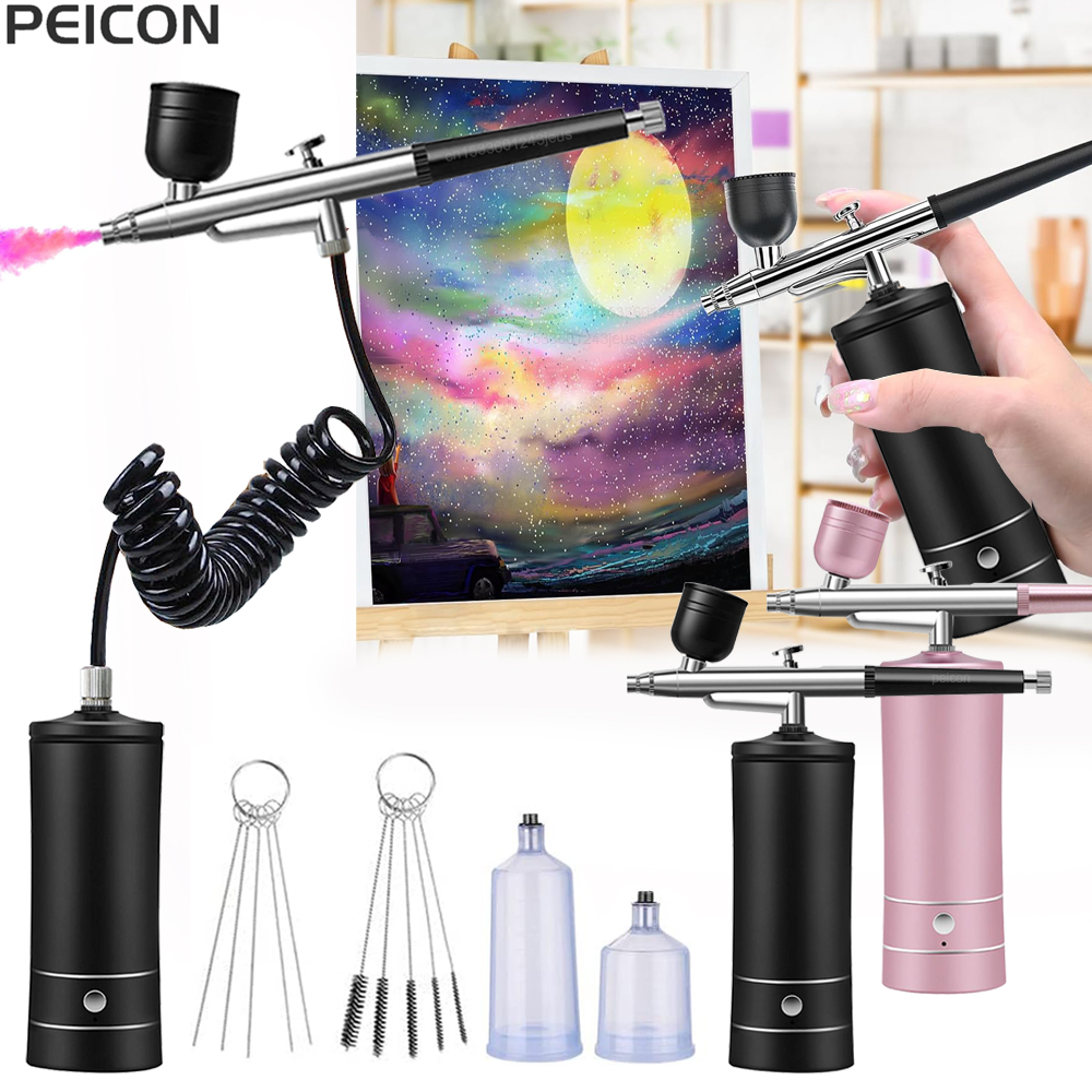 Airbrush Kit With Mini Compressor - Airbrush Schilderen Airbrush met Compressor Mini