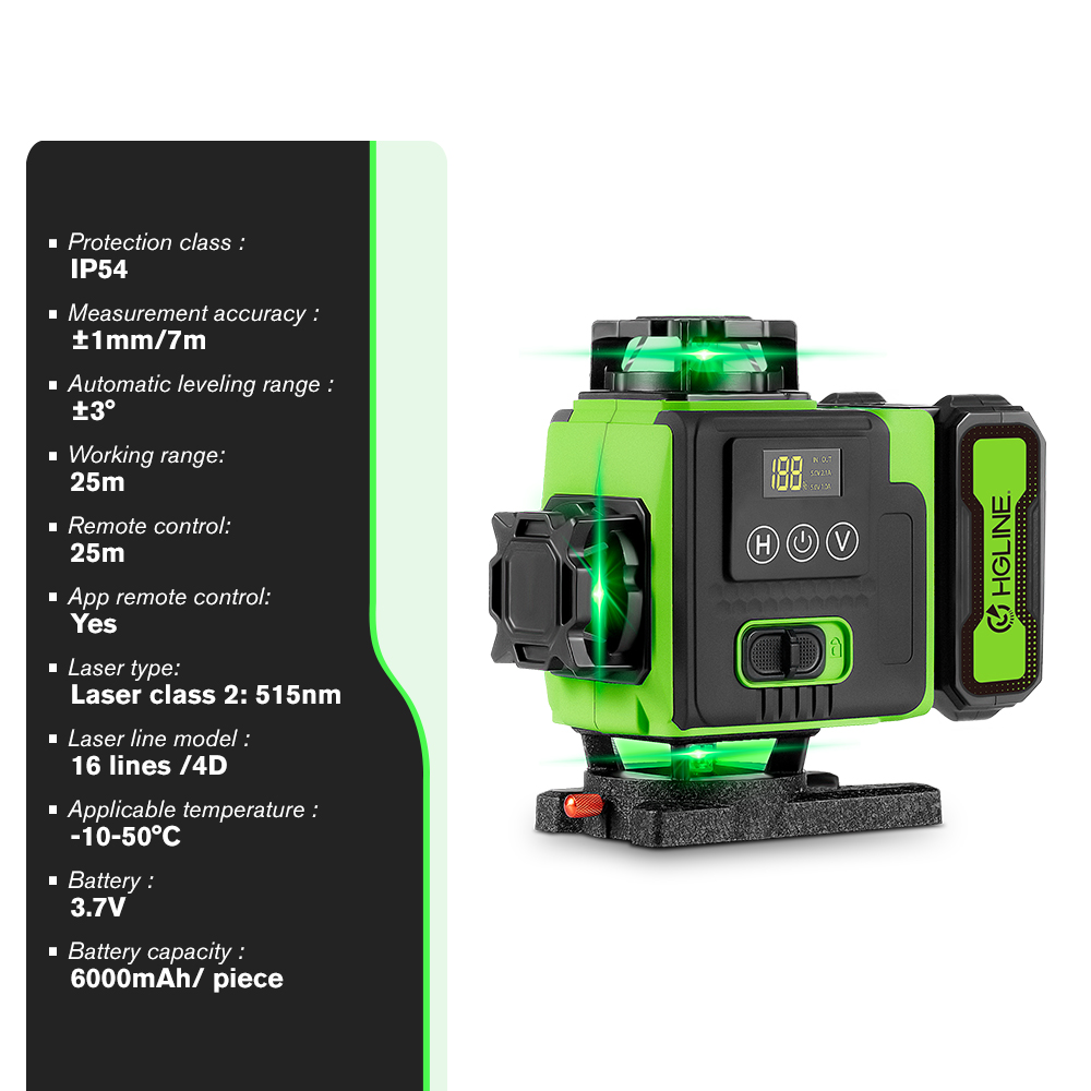 4D 16-lijns laserwaterpas, zel - Laser Level 16 Lines 4D Green recensie en prijs