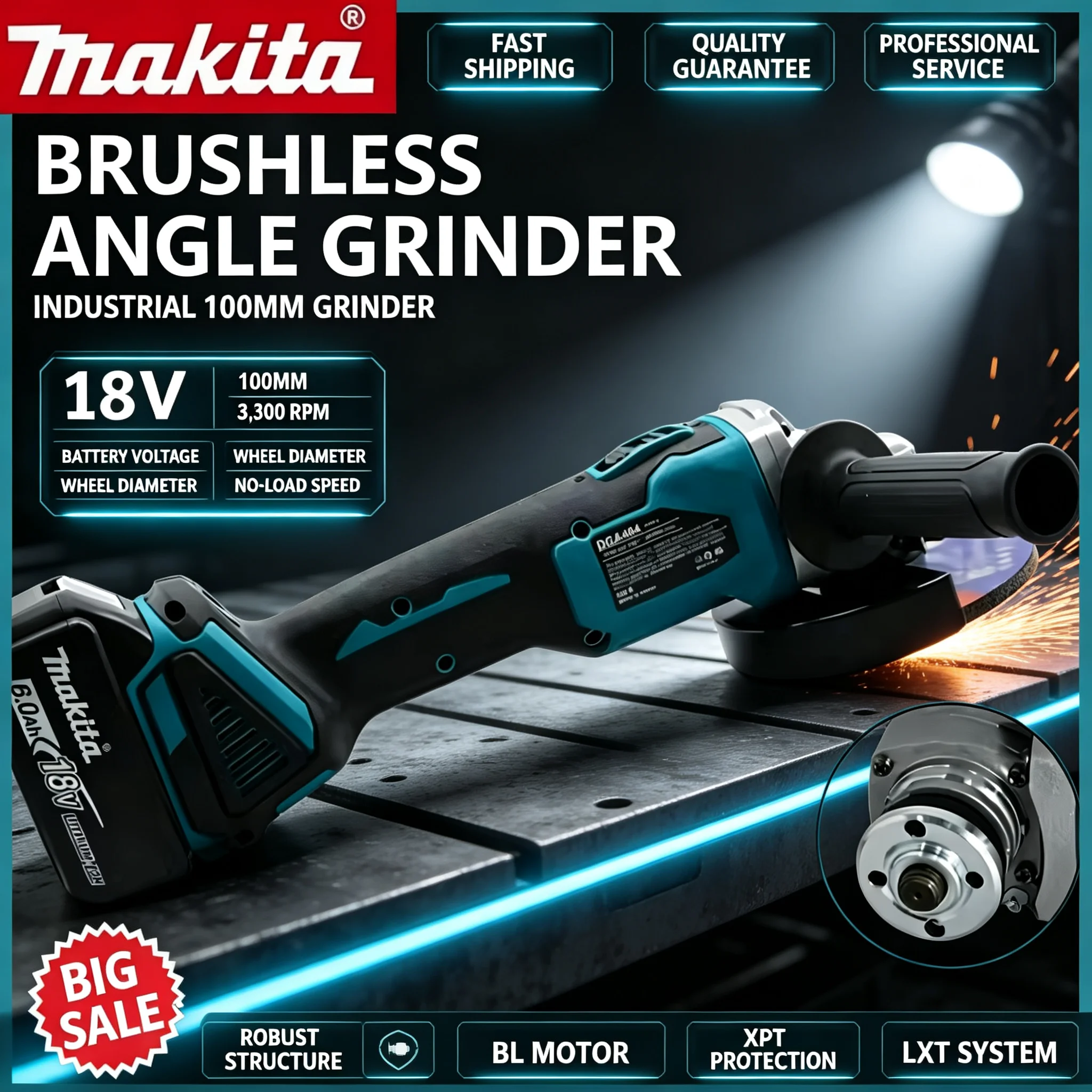 100 mm krachtige Makita DGA404 - Brushless Angle Grinder Battery Powered recensie en prijs